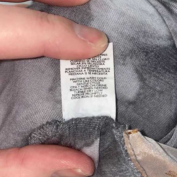 Daisy Fuentes Stretch Tie Dye V-Neck Short Sleeve Fit & Flare Dress Gray Medium - Picture 4 of 15